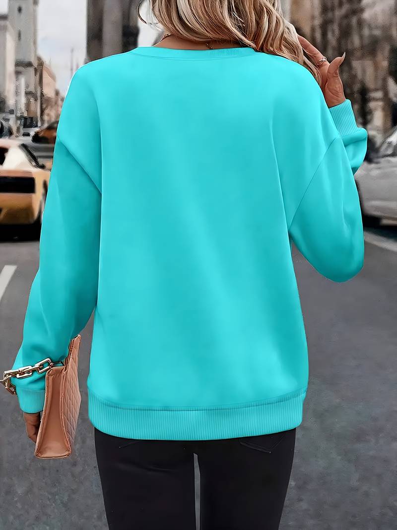 Ahuva - Stilig Langermet Fleece Genser Med Hjerte Utforming