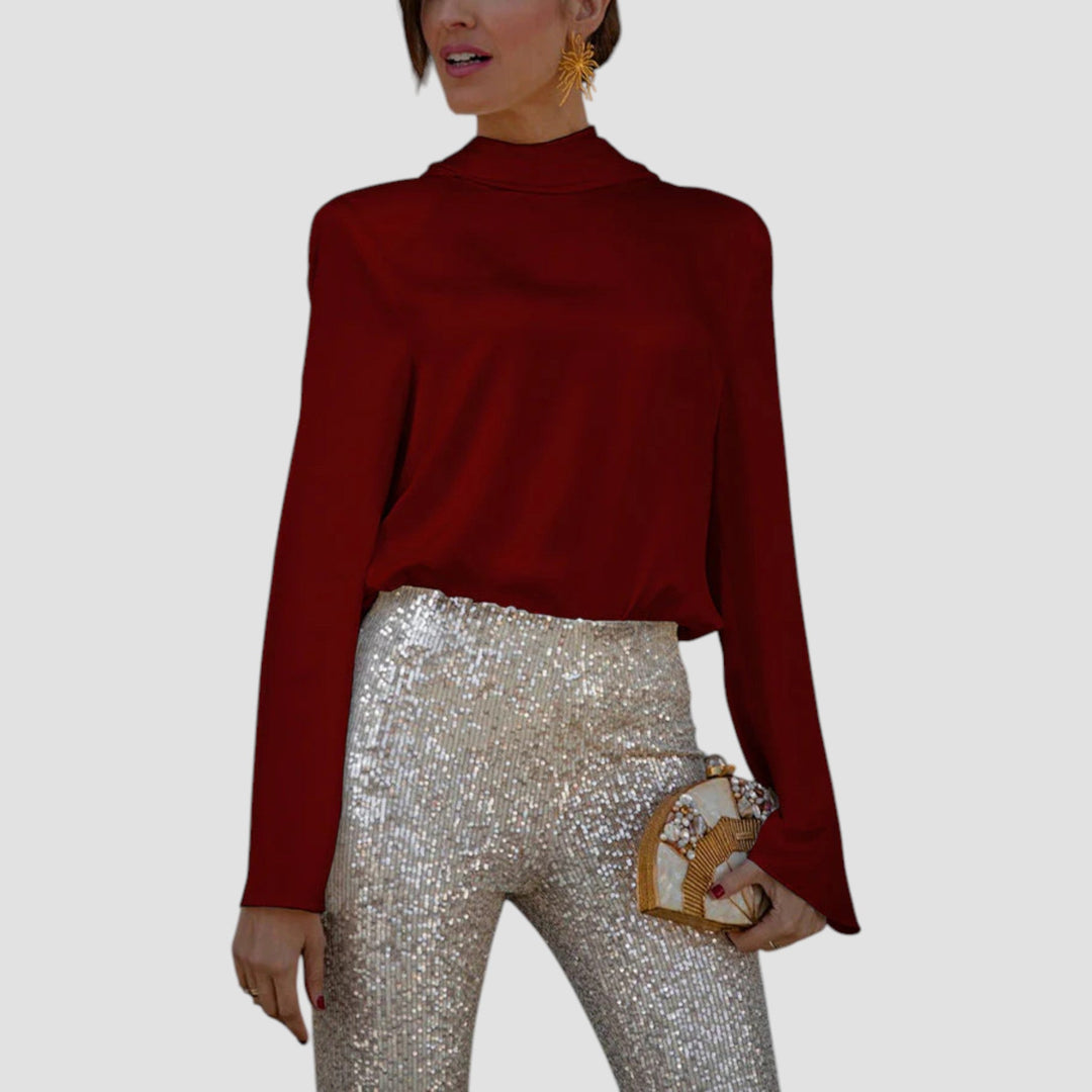 Ffion – Ryggfri Bluse Med Langerm Og Krage