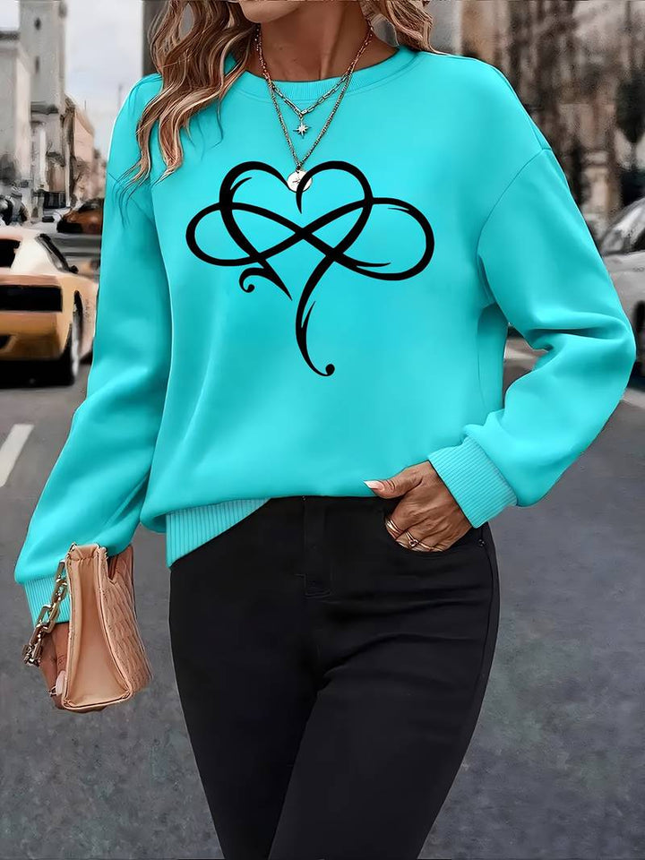 Ahuva - Stilig Langermet Fleece Genser Med Hjerte Utforming