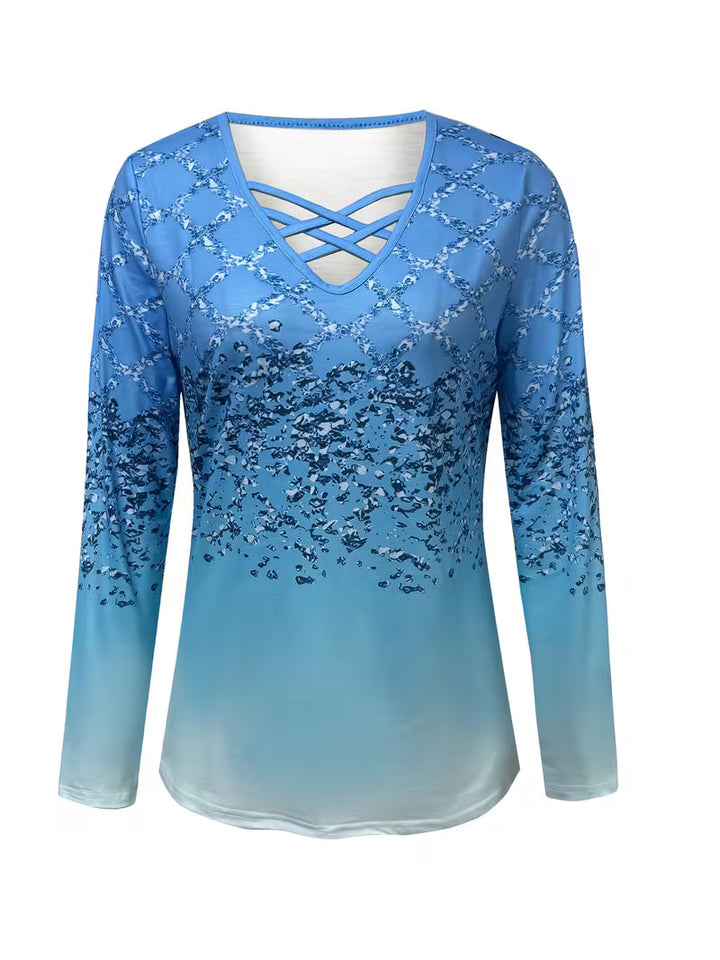 Karita – Uformell Bluse Med V-Hals Og Lange Ermer