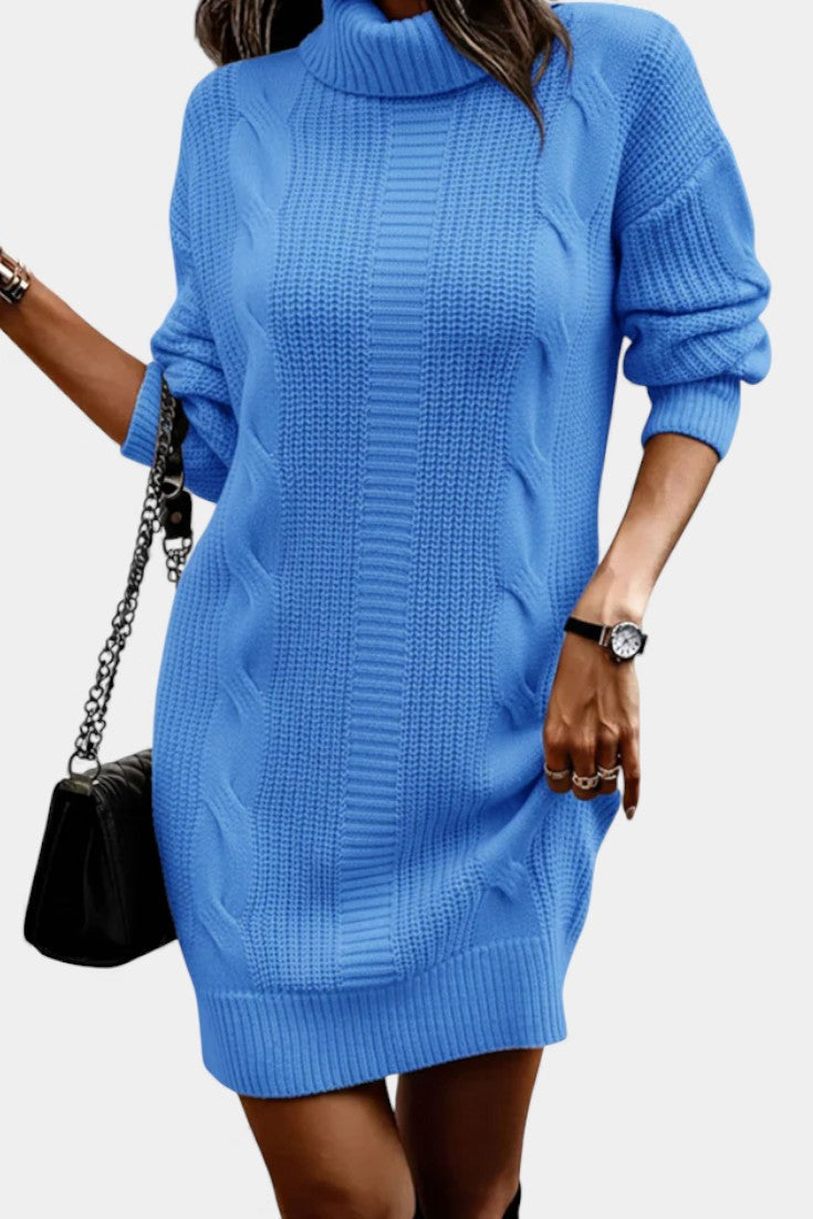 Ruchamit - Enkel Strikket Turtleneck Kjole