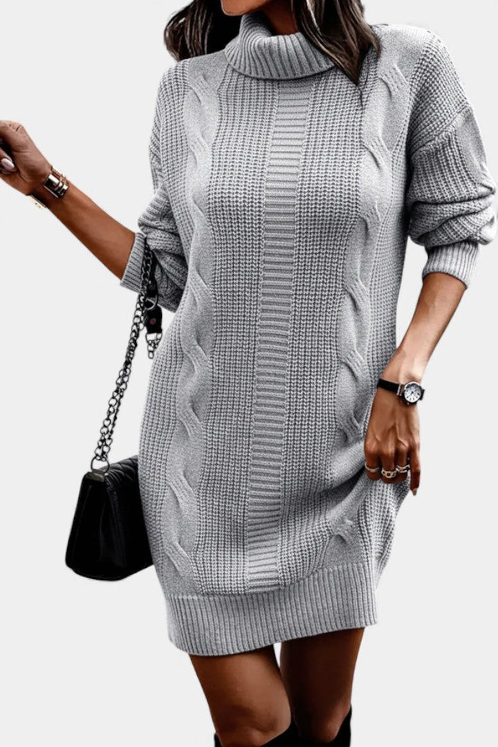 Ruchamit - Enkel Strikket Turtleneck Kjole