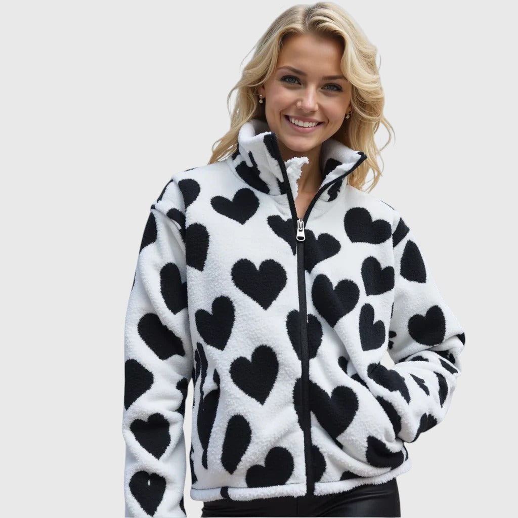 Almit - Langermet Jakke Med Hjerte Skriv ut