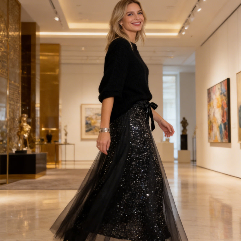 Pnina - Stilig Glitrende Topp og Tyllskjørt