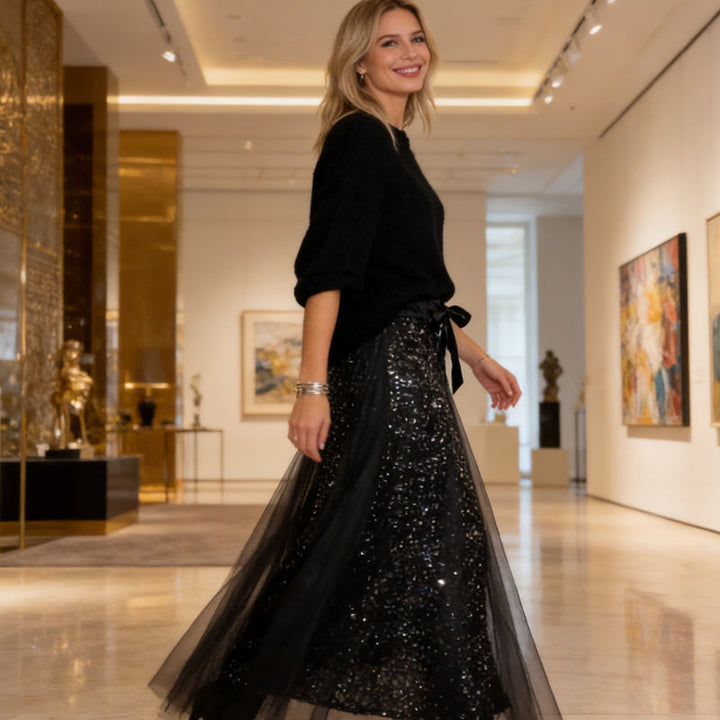 Pnina - Stilig Glitrende Topp og Tyllskjørt