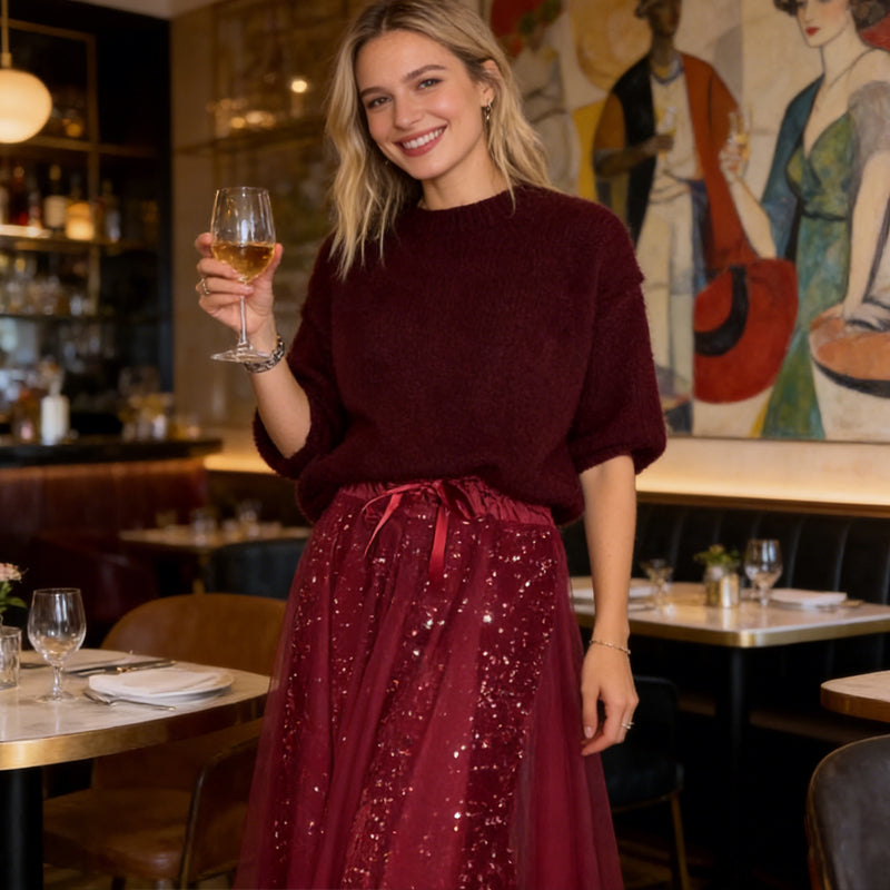 Pnina - Stilig Glitrende Topp og Tyllskjørt