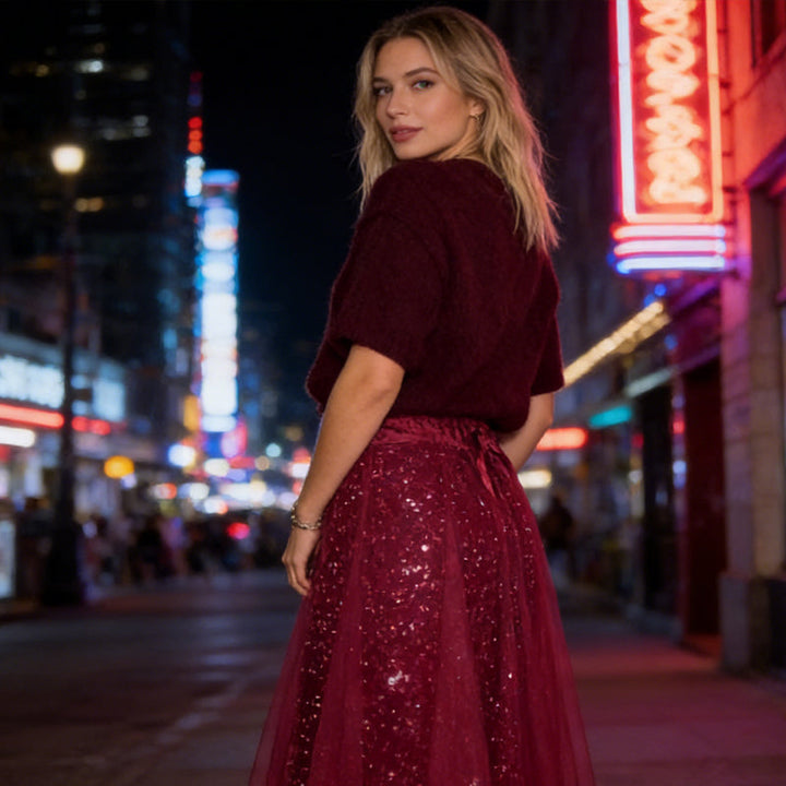 Pnina - Stilig Glitrende Topp og Tyllskjørt